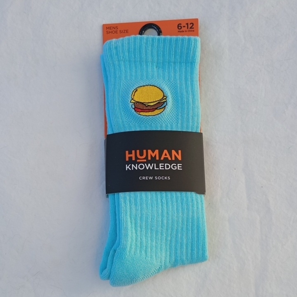 Human Knowledge Hamburger Crew Socks Casual Collection Novelty Summer Party
